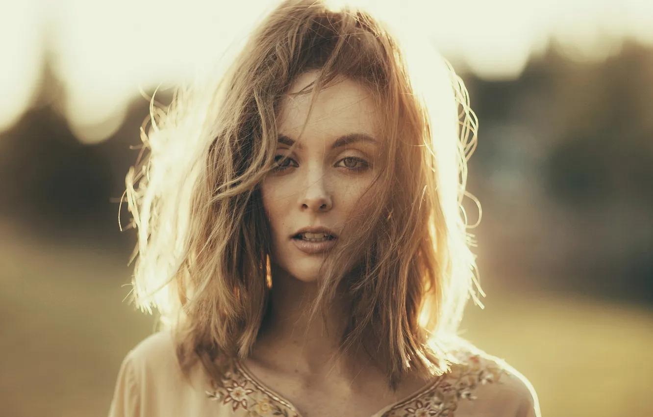 Photo wallpaper women, blonde, open mouth, Ruby James