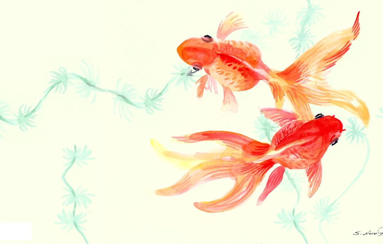 Photo wallpaper figure, fish, art, goldfish
