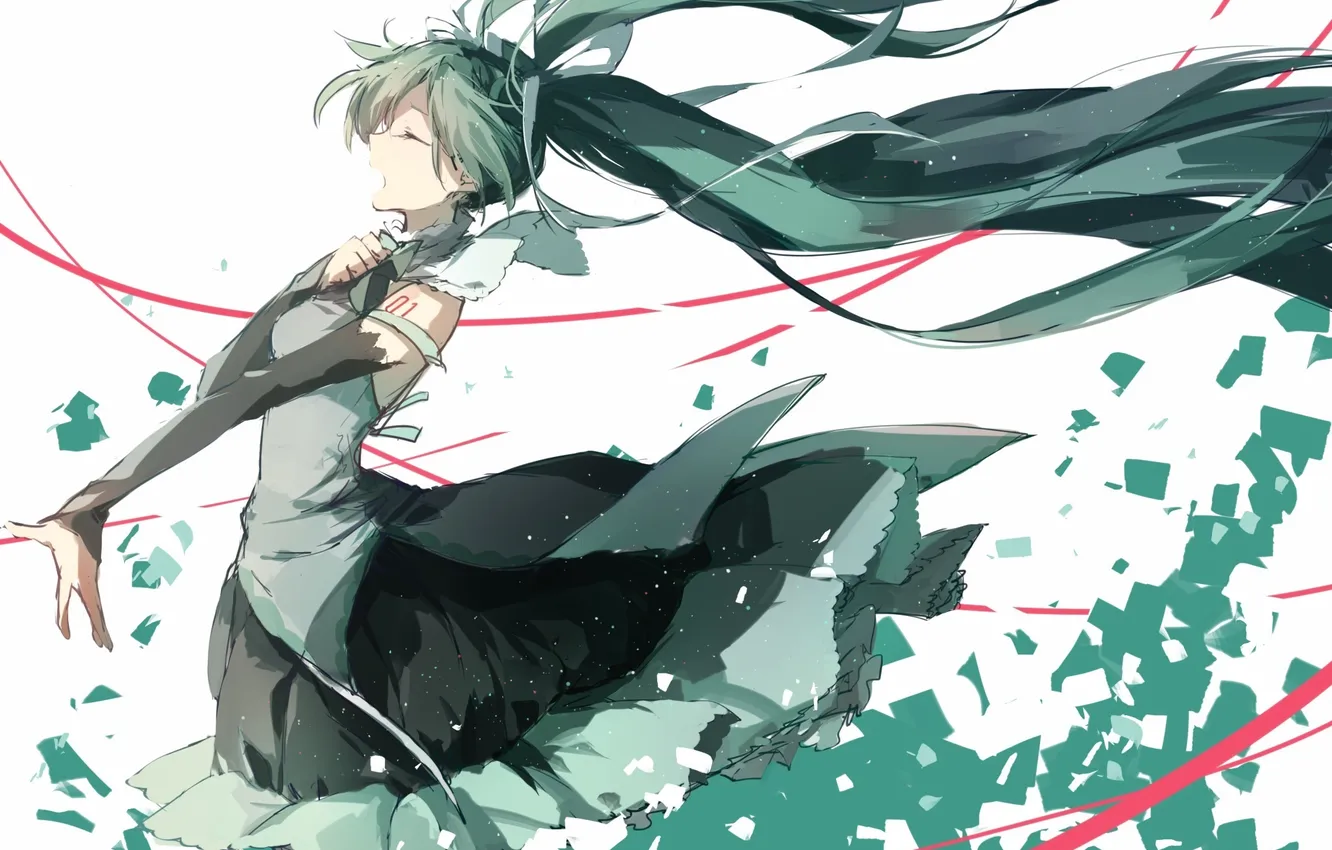 Photo wallpaper girl, art, tape, vocaloid, hatsune miku, sings, shuzi