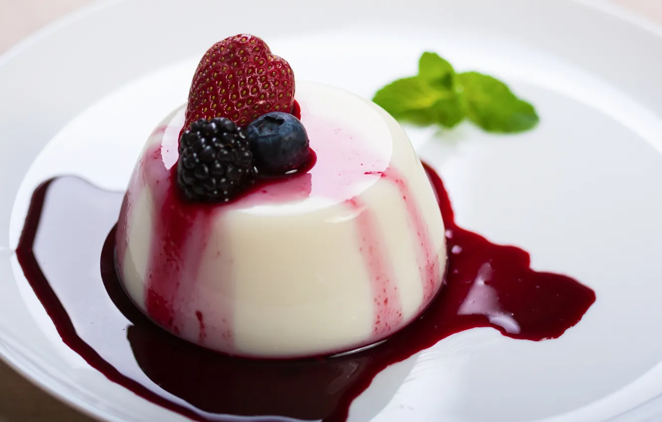 Photo wallpaper berries, cake, dessert, sauce, cakes, sweet, sweet, dessert