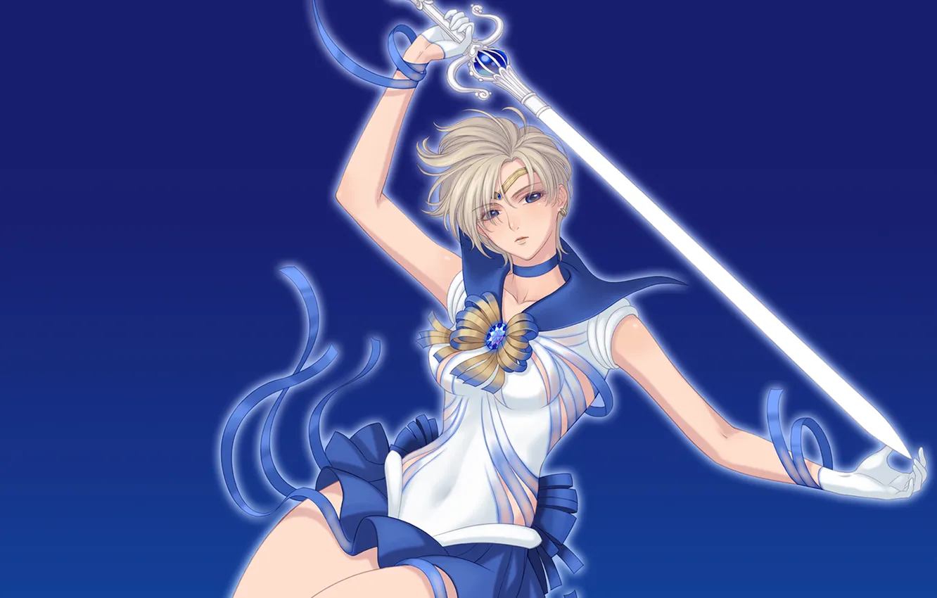 Photo wallpaper girl, blue, sword, form, Bishoujo Senshi Sailor Moon, sailor uranus, Tenou Haruka