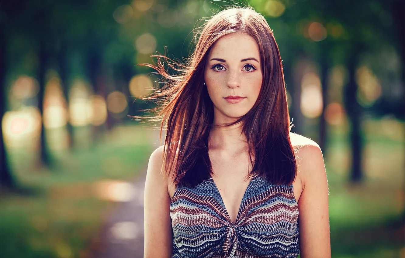 Photo wallpaper look, girl, macro, hair, freckles