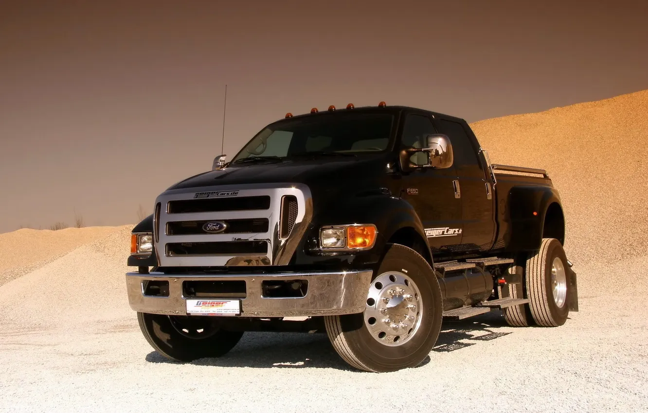 Photo wallpaper sand, black, desert, Ford, Ford, pickup, F-650