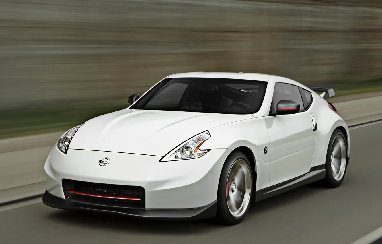 Photo wallpaper car, white, speed, Nismo, nissan 370z