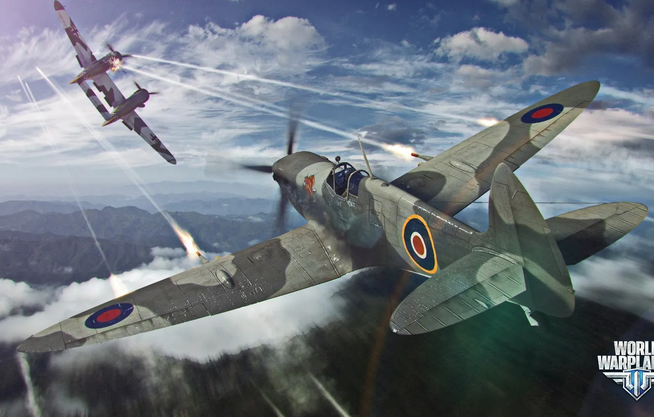 Photo wallpaper the sky, clouds, the plane, aviation, air, MMO, Wargaming.net, World of Warplanes