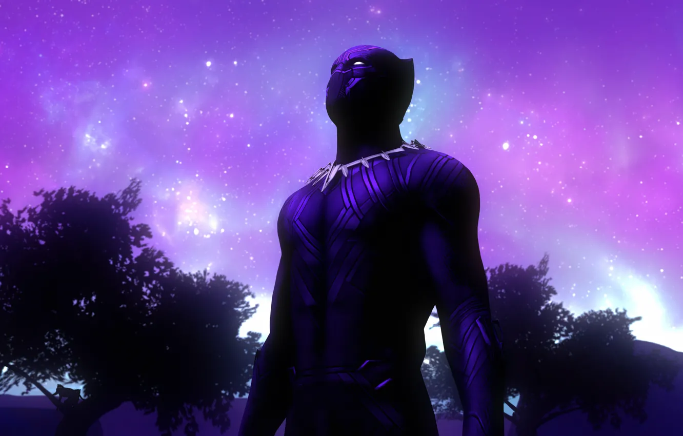 Photo wallpaper stars, rendering, mask, hero, costume, marvel, You Challa, black panther