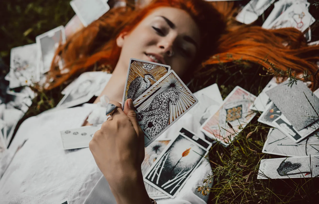 Photo wallpaper girl, map, red, Maxim Grachev