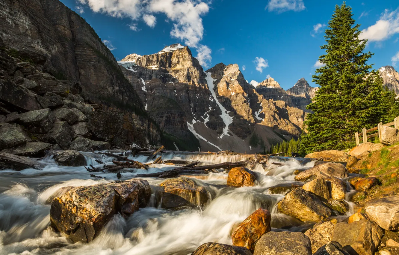 Photo wallpaper stones, rocks, mountain river, Valley of the Ten Peaks
