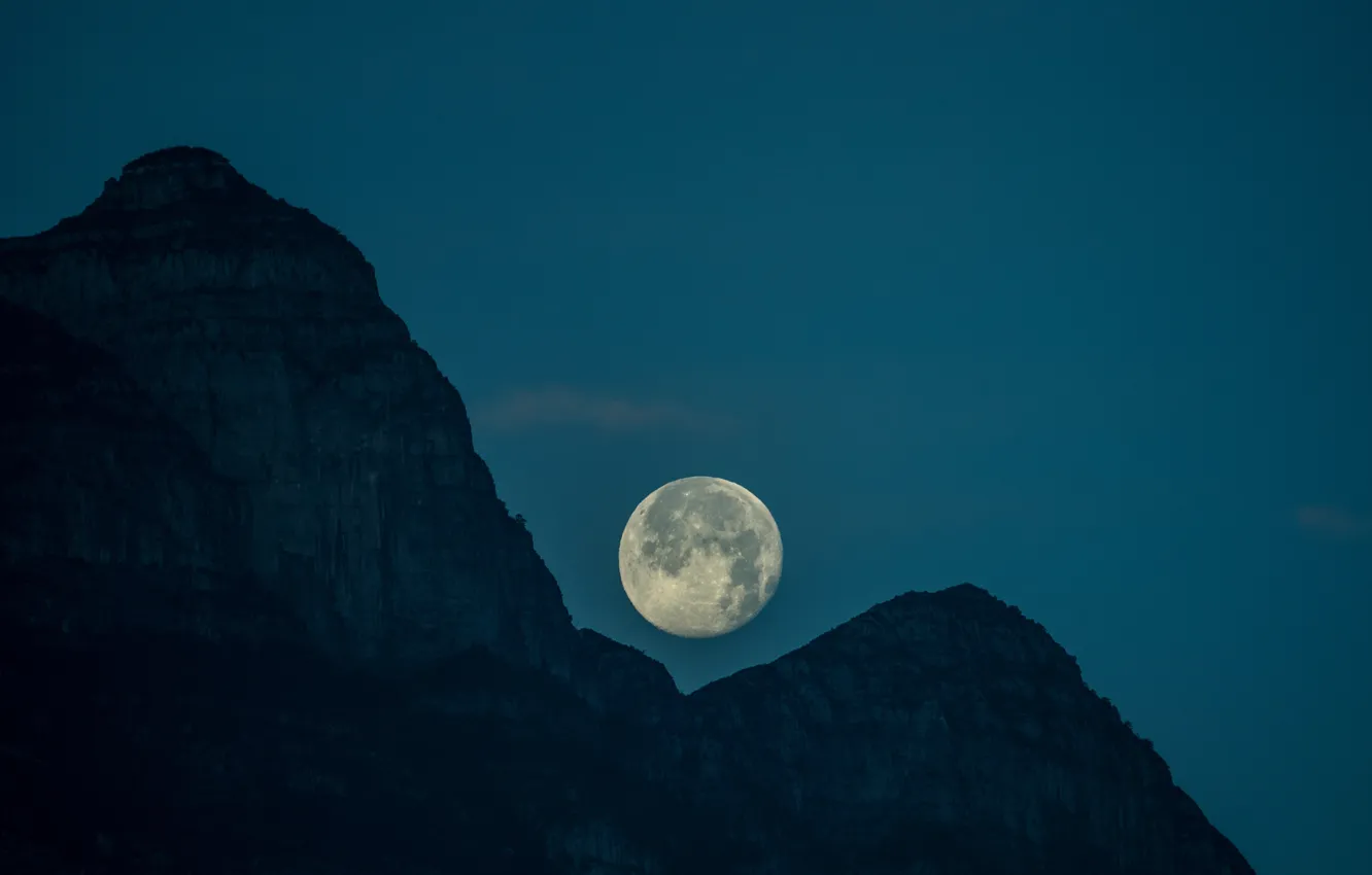 Photo wallpaper the sky, mountains, night, nature, rocks, the moon, the full moon