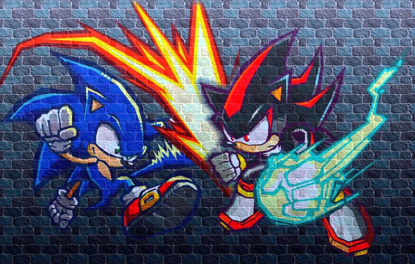 Photo wallpaper blow, battle, fight, sonic, sonic, sonic the hedgehog, Shadow the Hedgehog