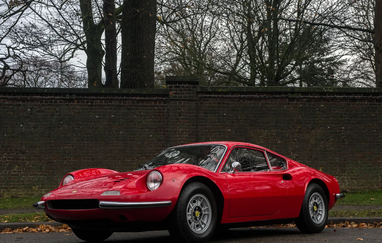 Photo wallpaper red, Ferrari, car, sports, Dino, 246