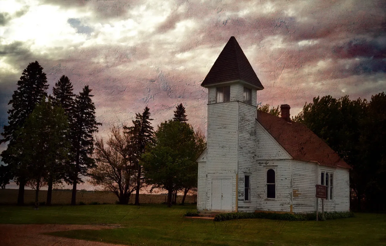 Photo wallpaper sunset, style, temple