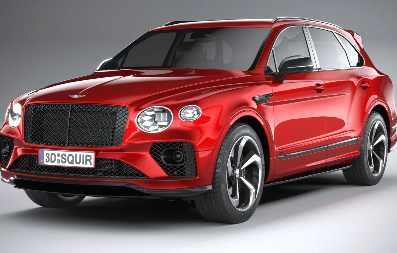 Photo wallpaper Bentley, grey background, crossover, exterior, 2022, red body, Bentley Bentayga S, Bentayga S