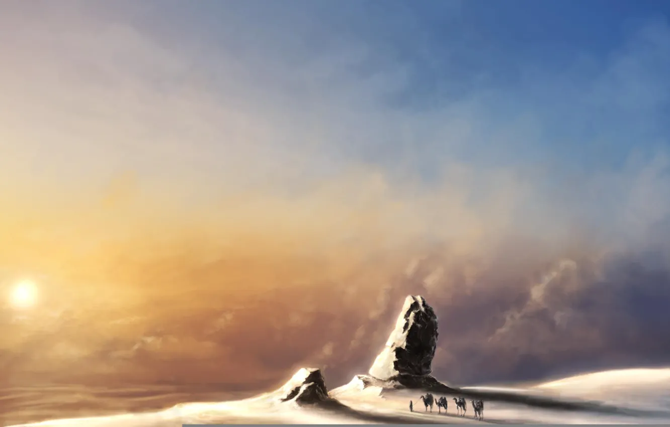 Photo wallpaper desert, different, caravan