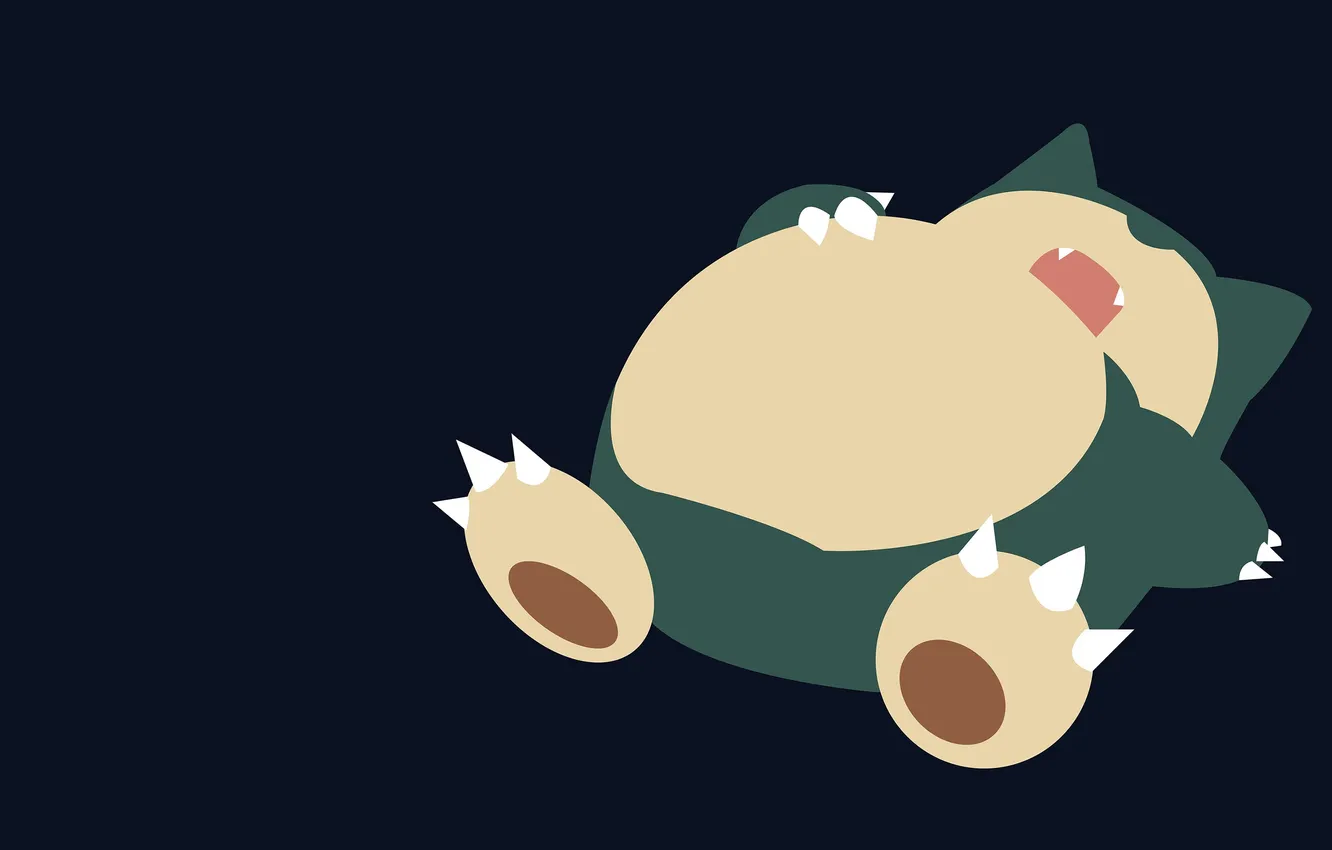 Photo wallpaper sleep, claws, fangs, black background, lying, pokemon, pokemon, Minimalism