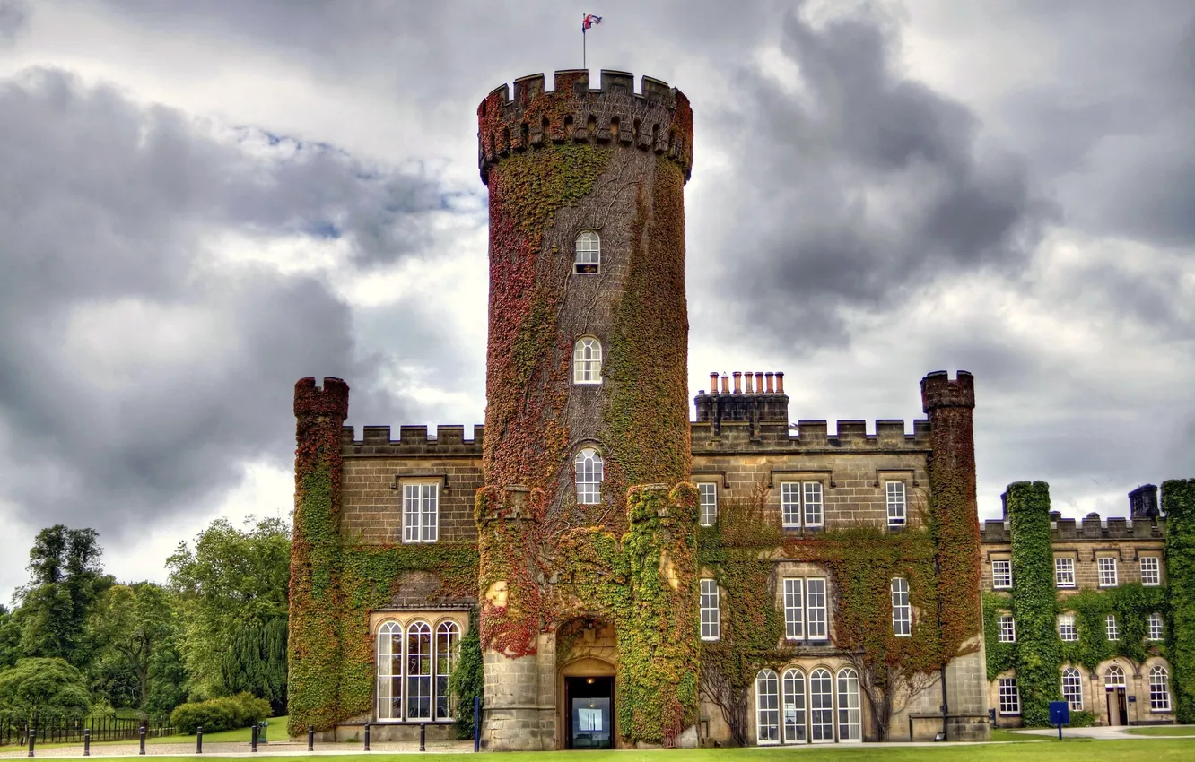 Photo wallpaper clouds, castle, structure