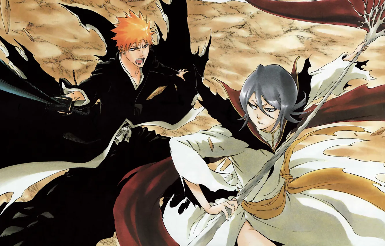 Photo wallpaper Bleach, manga, Bleach, Ichigo Kurosaki, Rukia Kuchiki