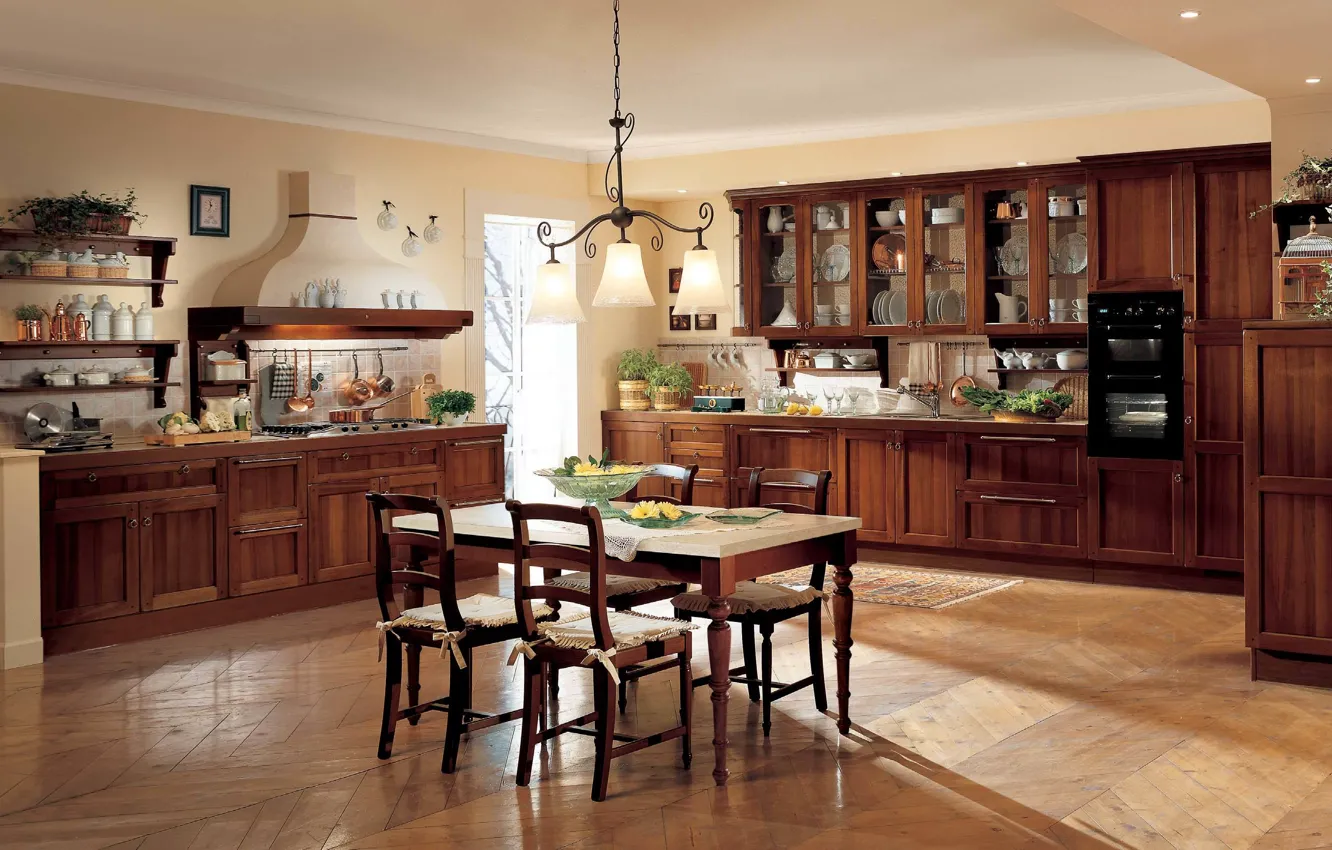 Photo wallpaper design, style, interior, kitchen, dining room, classic american kitchen