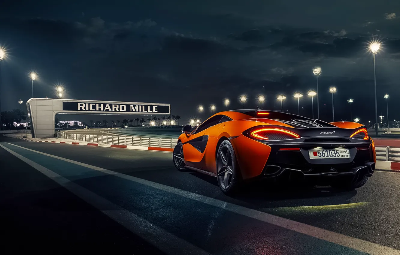 Photo wallpaper McLaren, Orange, Race, Power, Supercar, Track, 570S