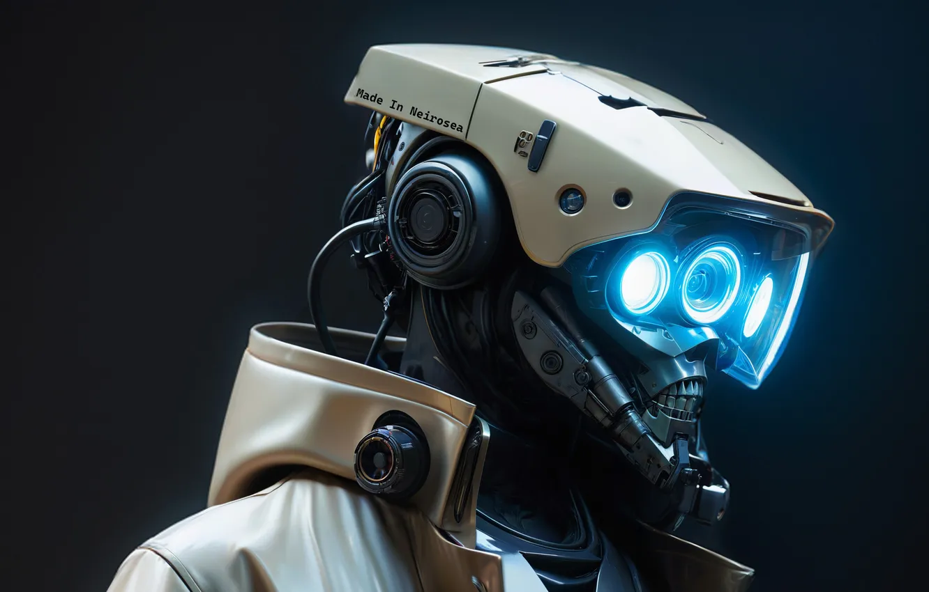 Photo wallpaper robot, teeth, cloak