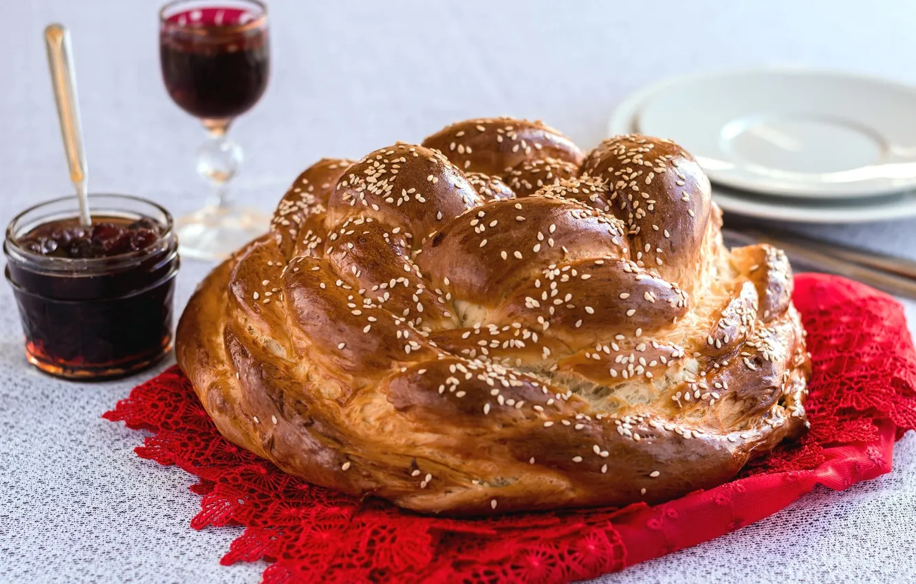 Photo wallpaper cake, cakes, jam, roll, sesame