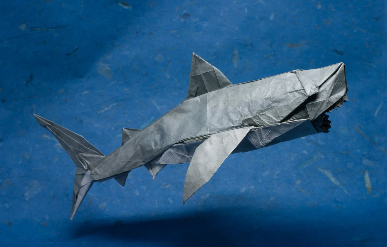 Photo wallpaper paper, predator, shark, origami