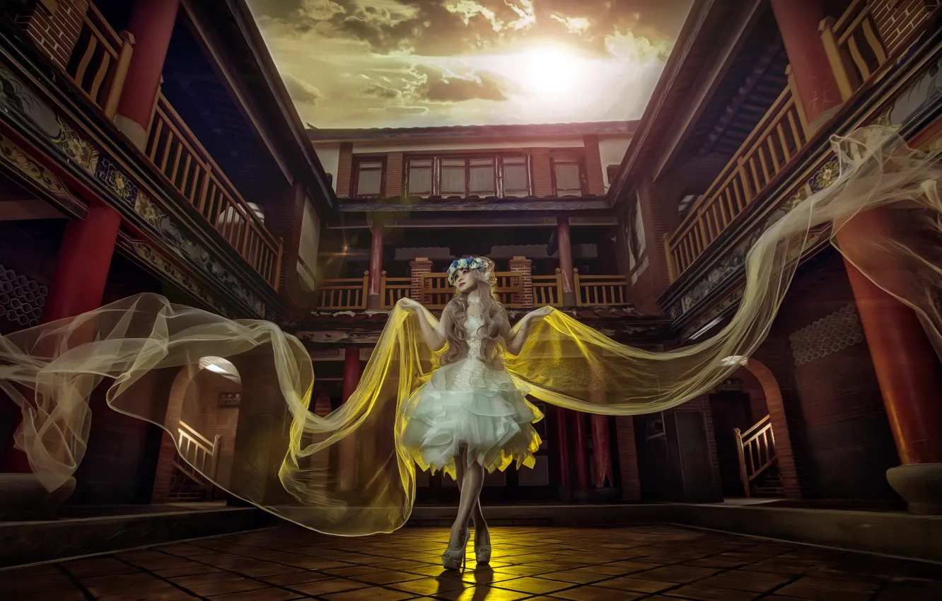 Photo wallpaper girl, pose, background