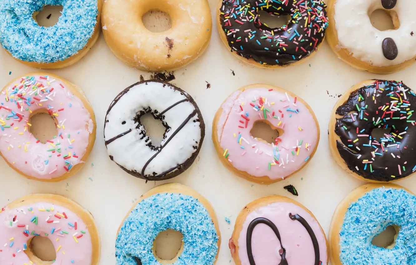 Photo wallpaper donuts, dessert, cakes, glaze, donuts