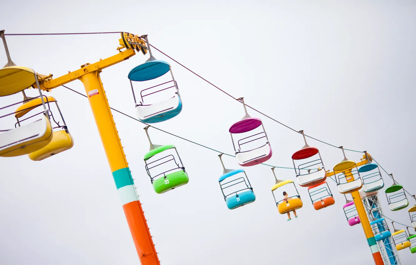 Photo wallpaper USA, amusement Park, cable car, Santa Cruz, Santa Cruz Beach Boardwalk