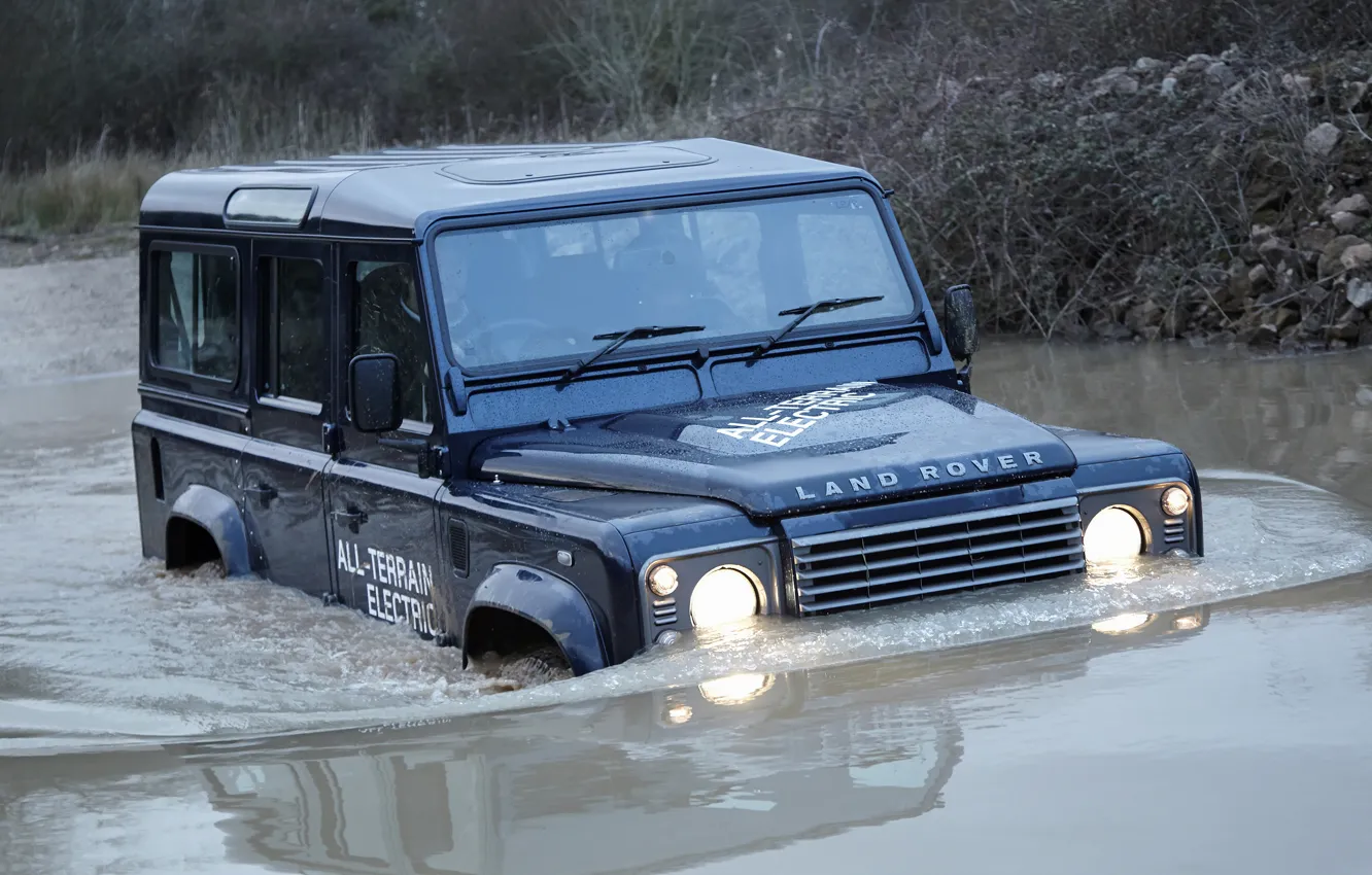 Photo wallpaper water, prototype, Land Rover, Defender, 2013, All-terrain Electric Research Vehicle