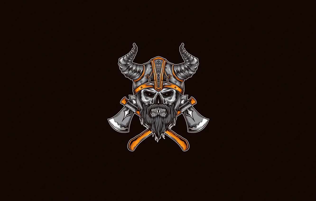 Photo wallpaper style, background, skull, minimalism, warrior, art, horns, helmet