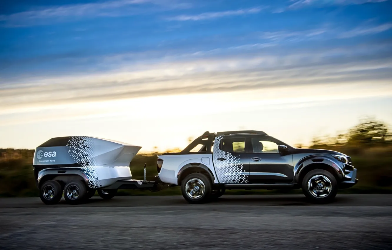 Photo wallpaper road, the sky, Nissan, pickup, the trailer, 2018, Navara, Dark Sky Concept