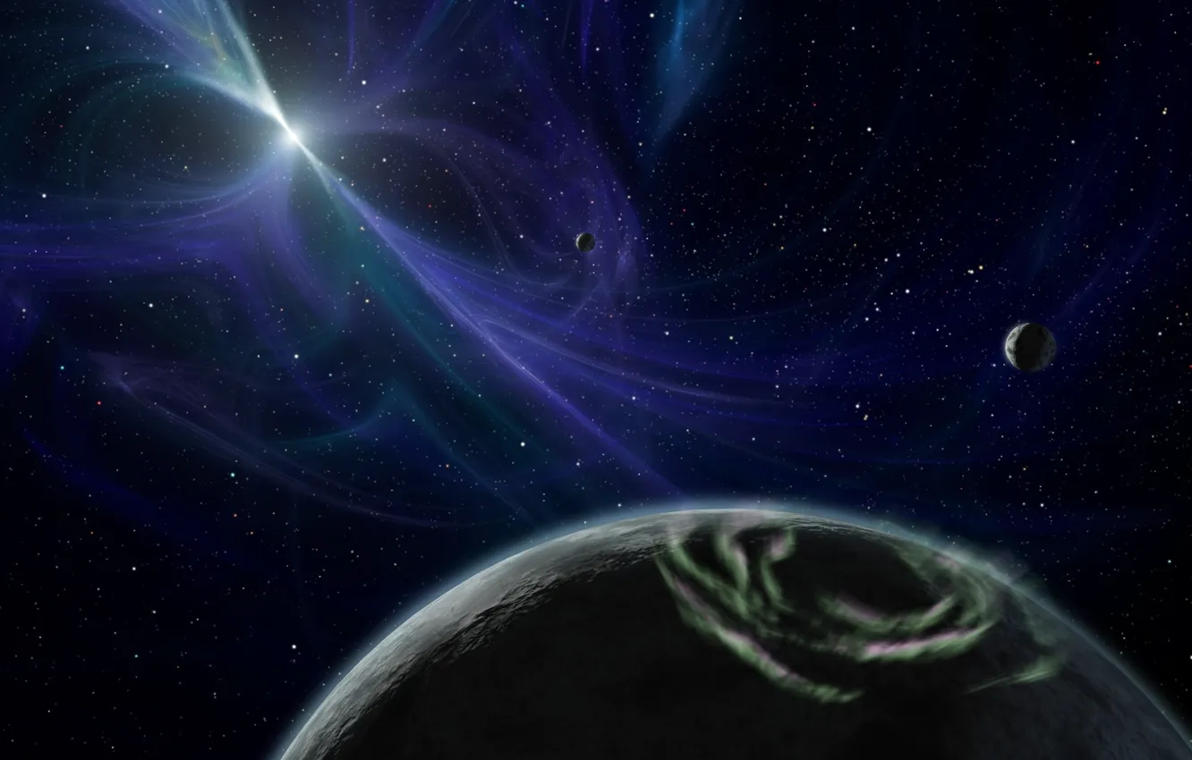 Photo wallpaper planet, Northern lights, pole