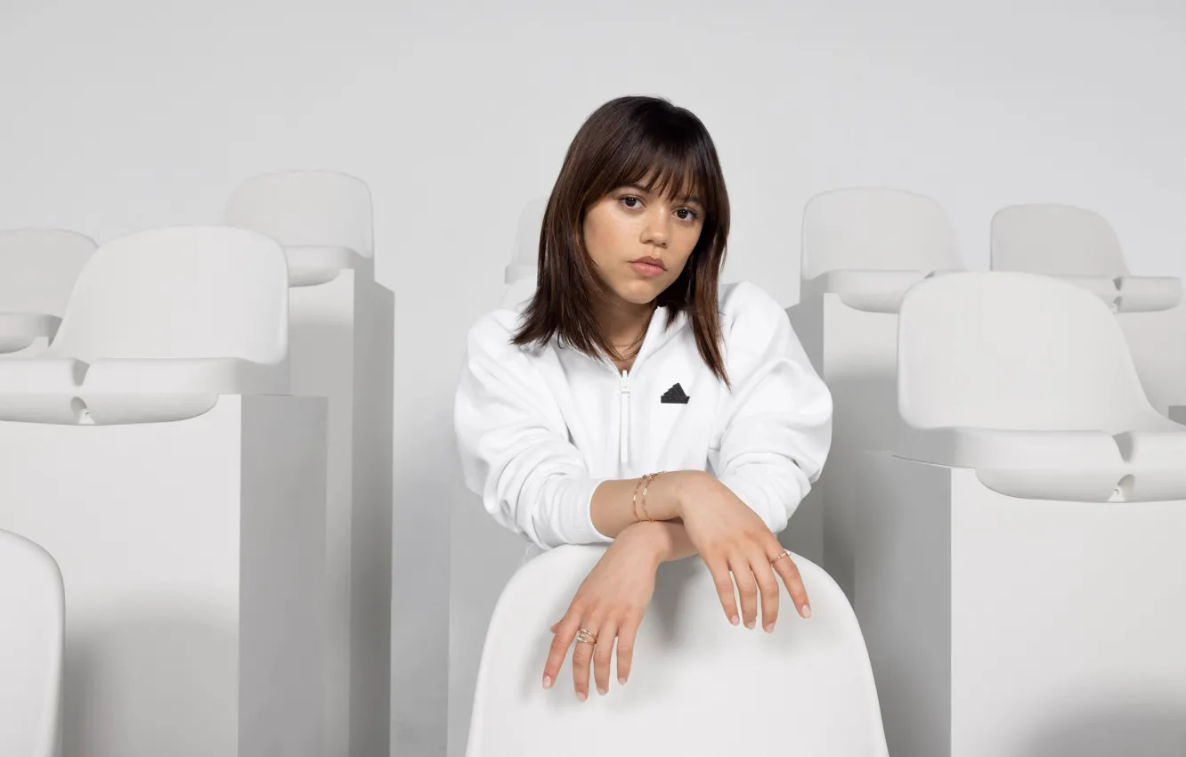 Photo wallpaper look, pose, makeup, actress, Adidas, Jenna Ortega, Jenna Ortega