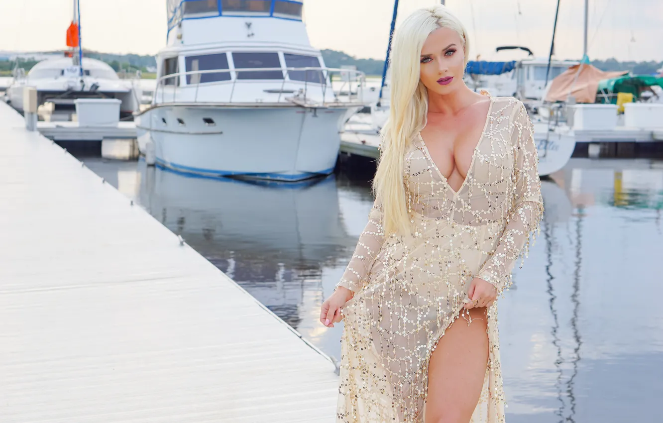 Photo wallpaper summer, look, face, hair, dress, blonde, beauty, Aida Ridic