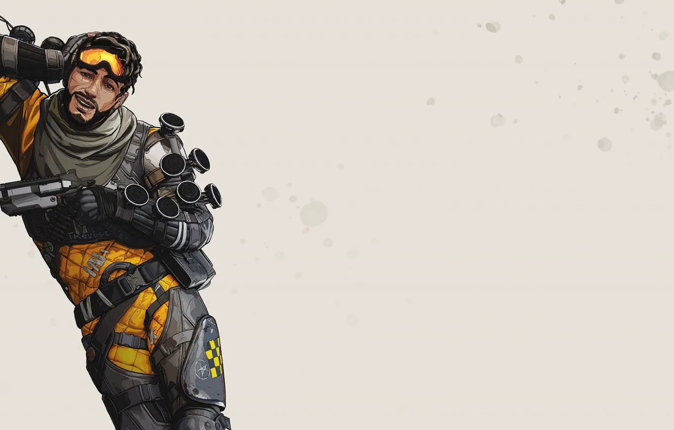 Photo wallpaper the game, art, guy, grey background, character, Apex Legends