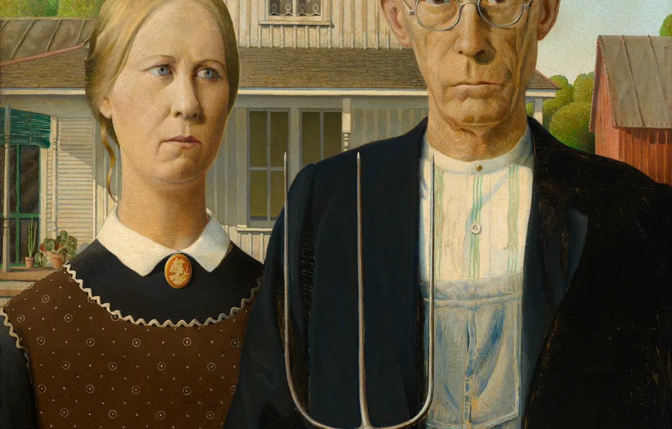 Photo wallpaper Grant Wood, Grant Wood, American Gothic