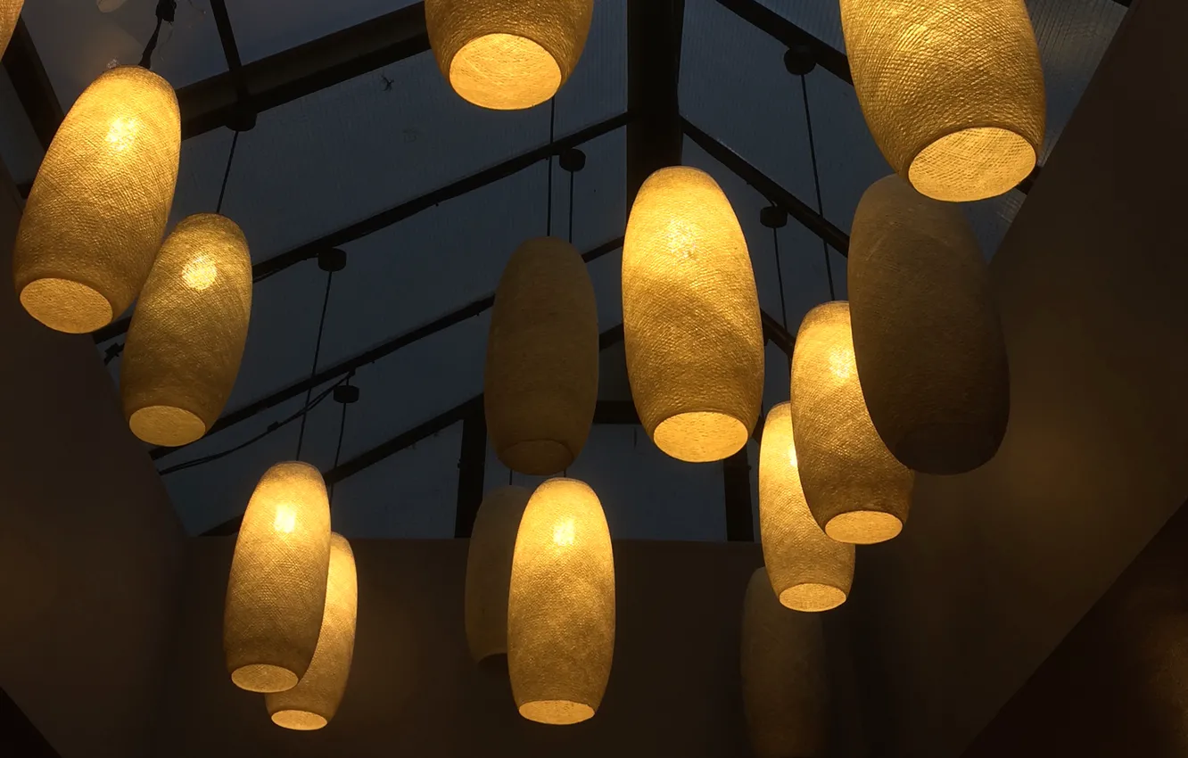 Photo wallpaper lamp, window, lights, the ceiling