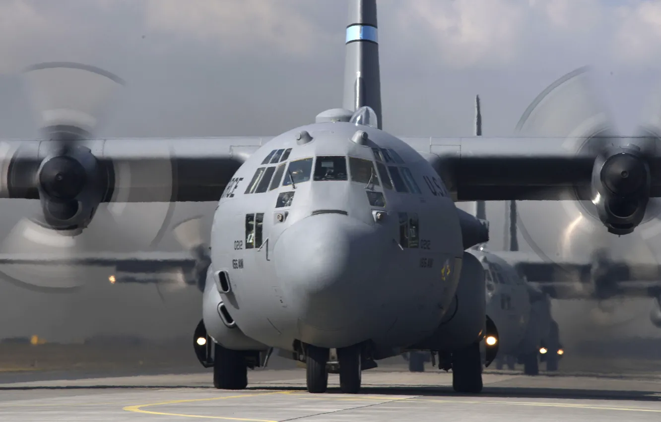 Photo wallpaper Lockheed, Hercules, C-130, The main military transport aircraft USA, American military transport aircraft, medium and …
