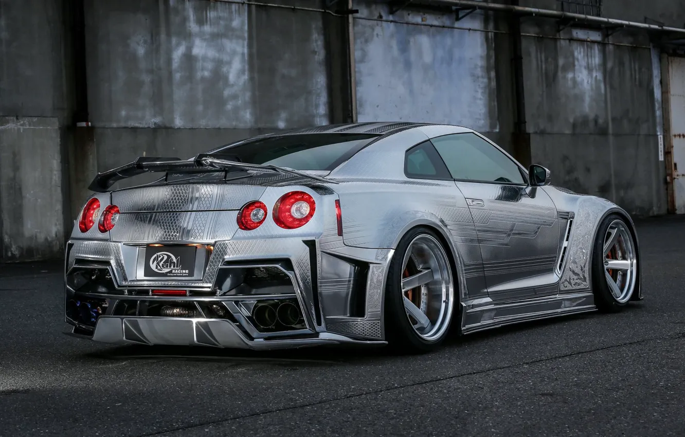 Photo wallpaper Road, Machine, Bumper, Nissan, GT-R, Drives, Tuning, Spoiler