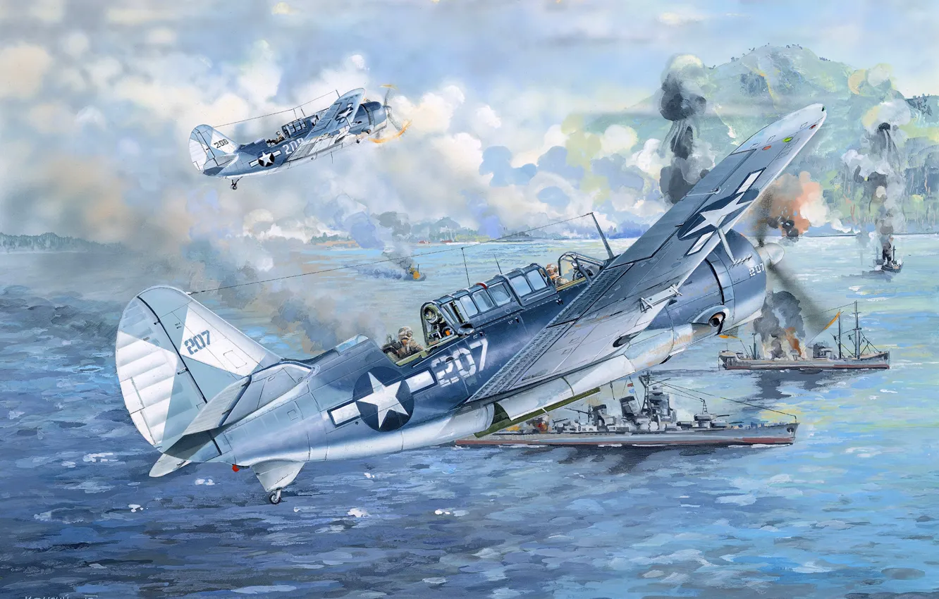 Photo wallpaper USA, deck-based aircraft, dive bomber, US NAVY, Сurtiss, SB2C Helldiver