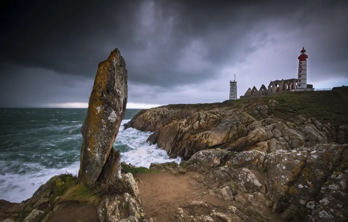 Photo wallpaper Brittany, Saint-Mathieu, Arrondissement of Brest, The pointe saint Mathieu