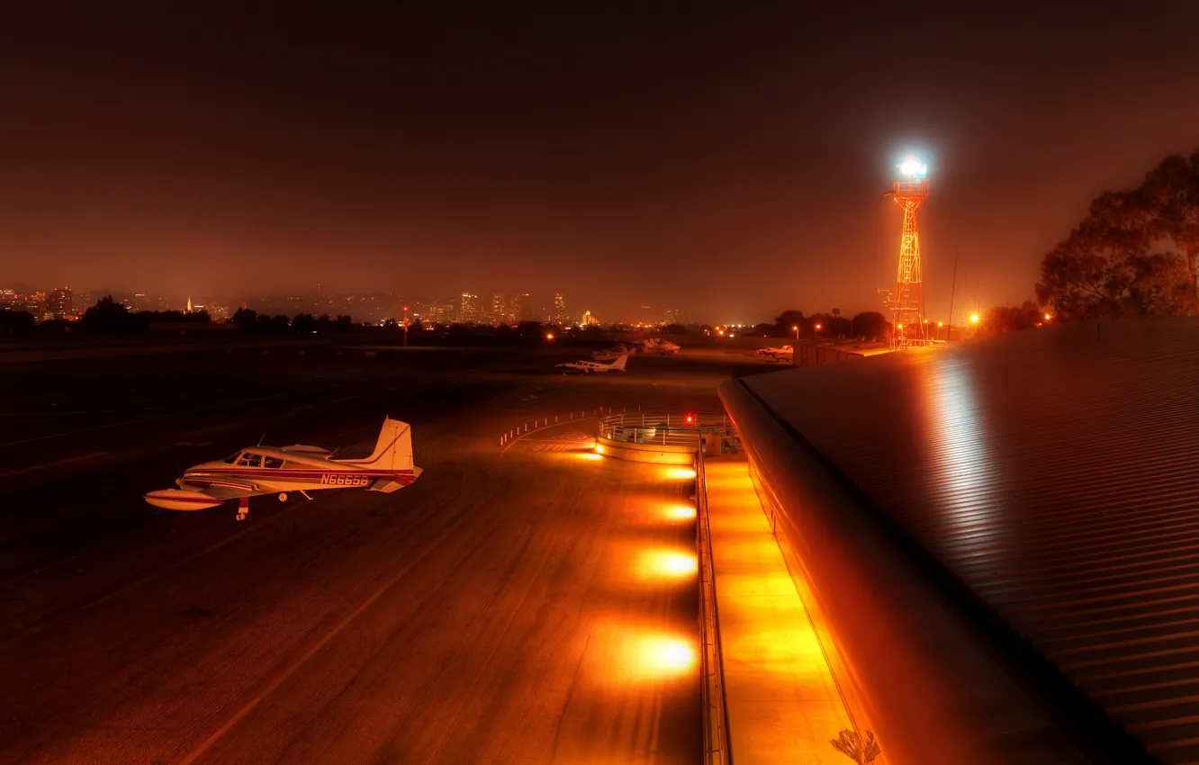 Photo wallpaper The evening, The city, Airport