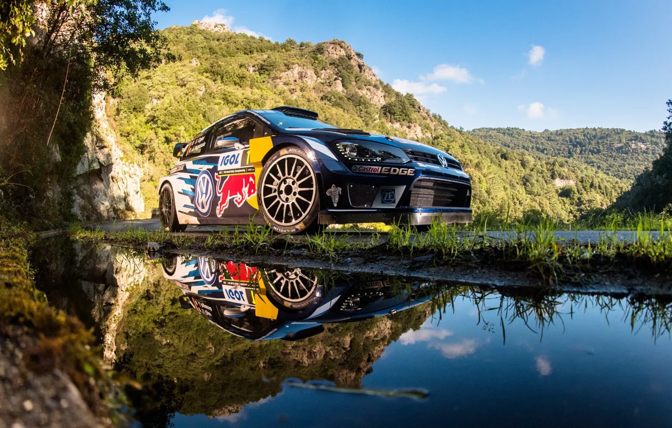 Photo wallpaper reflection, Volkswagen, WRC, Rally, Polo