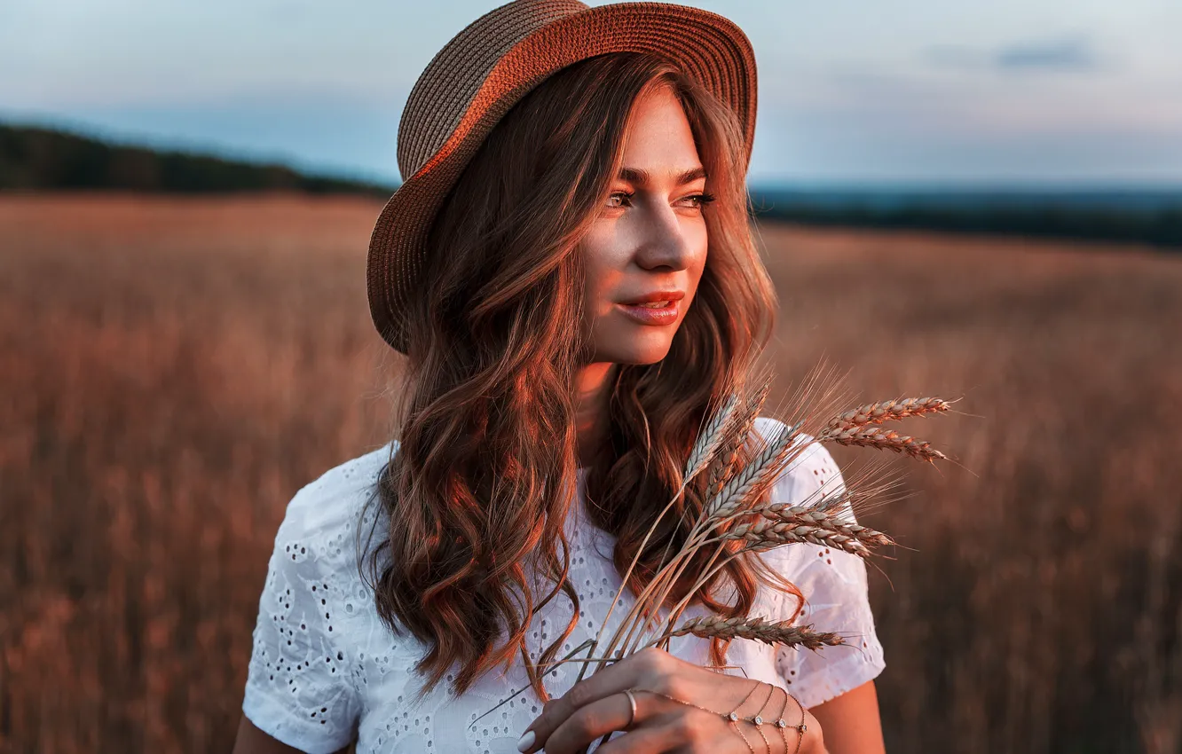 Photo wallpaper look, girl, decoration, hair, hat, dress, Alena Fadeeva, Tatiana Golygina