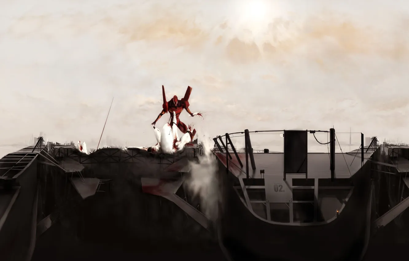 Photo wallpaper anime, fur, Neon Genesis Evangelion, eva 02