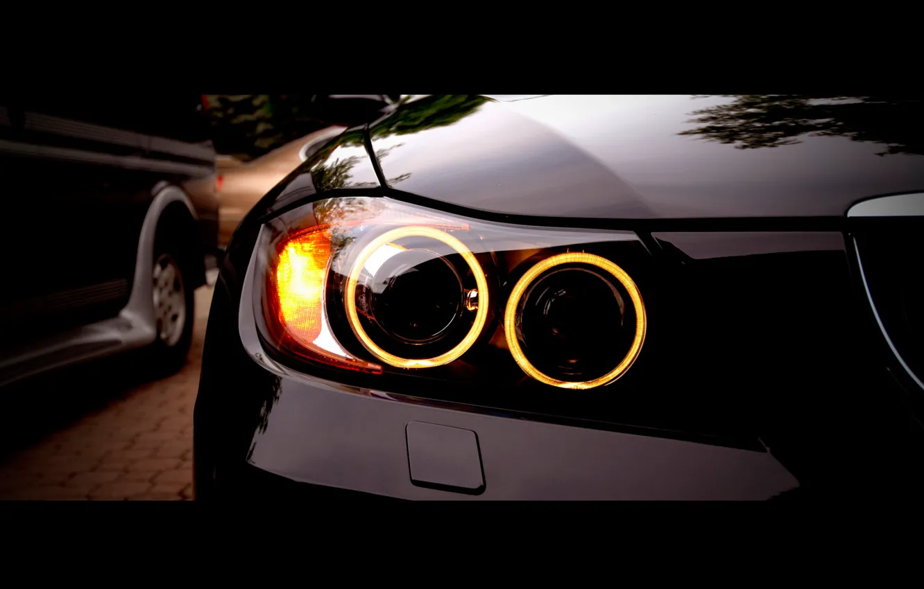 Photo wallpaper headlight, BMW, 335i, angel eyes