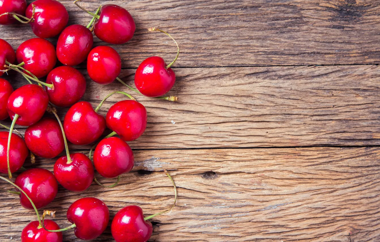 Photo wallpaper cherry, berries, fresh, wood, cherry, sweet, cherry, berries