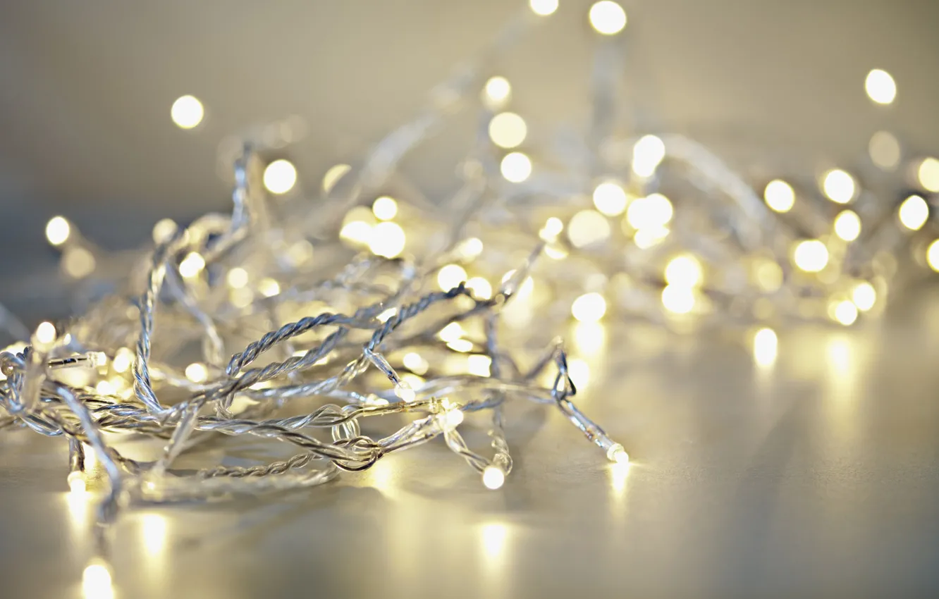 Photo wallpaper garland, light background, illumination
