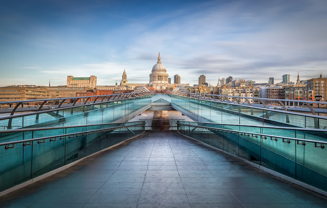 Photo wallpaper the city, London, Millennium Bridge